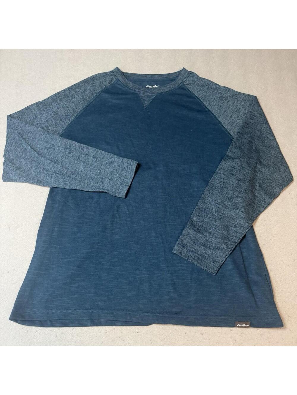 Eddie Bauer Mens XL Blue Raglan Long Sleeve Shirt Casual‎ Lightweight Tee